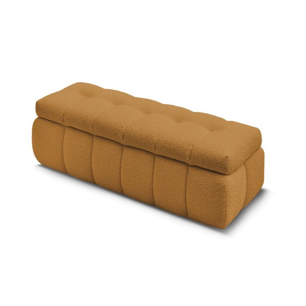 Gorčično rumena klop iz tkanine bouclé Mont Blanc – Bobochic Paris-image-2