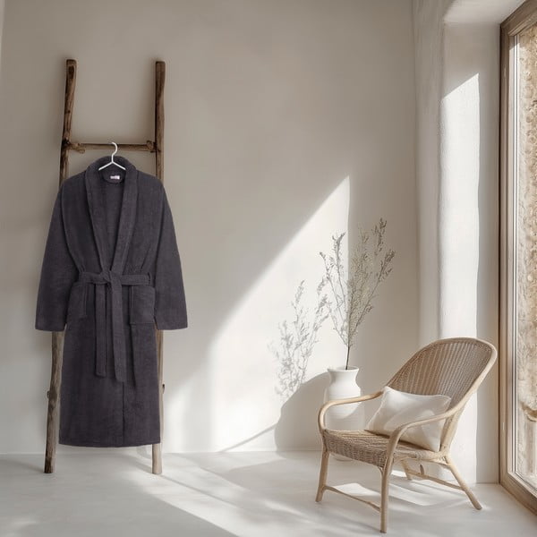 Antracitno siv bombažen kopalni plašč velikosti M/L Terry – HIP-image-1