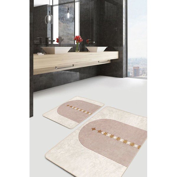 Bež žametne kopalniške preproge v kompletu 2 ks 60x100 cm – Mila Home-image-2