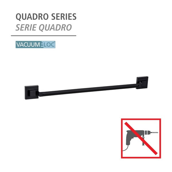 Črno držalo za brisače iz nerjavečega jekla z namestitvijo brez vrtanja Quadro – Wenko-image-4