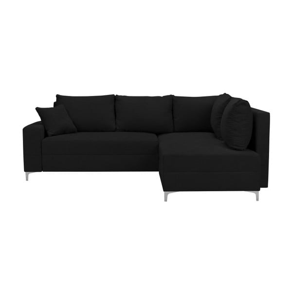 Črna Windsor & Co Sofas Zeta raztegljiv kavč, desni kot