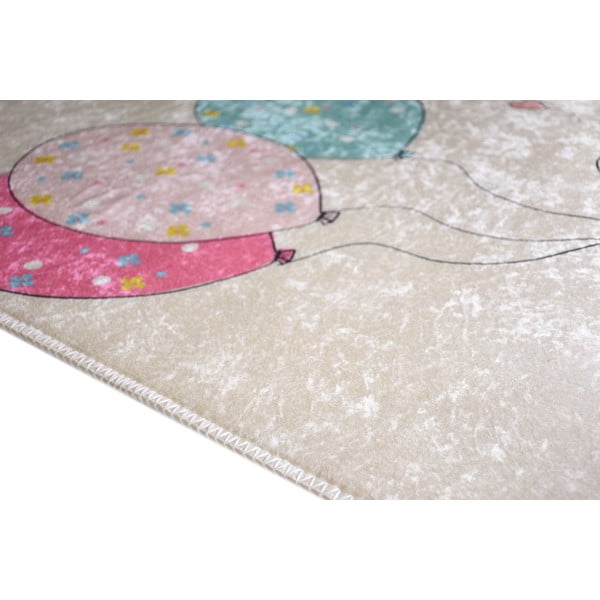 Rožnata/slonokoščena pralna otroška preproga 100x160 cm Girl & Baloons – Vitaus-image-2