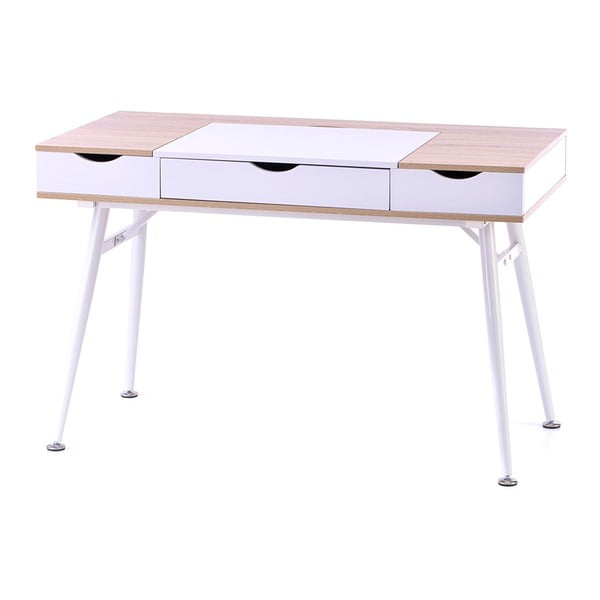 Pisalna miza z mizno ploščo v hrastovem dekorju 60x120 cm Faryn – Homede