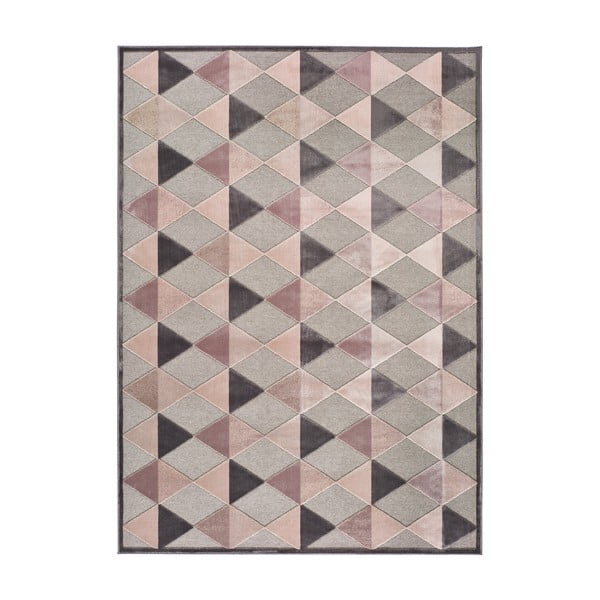 Sivo-rožnata preproga Universal Farashe Triangle, 140 x 200 cm