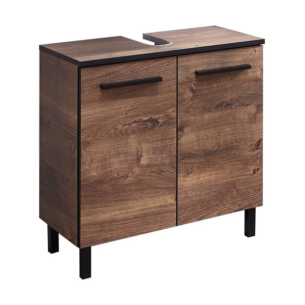 Rjava stenska omarica za pod umivalnik iz hrastovega dekorja 60x53 cm Set 374 - Pelipal-image-2