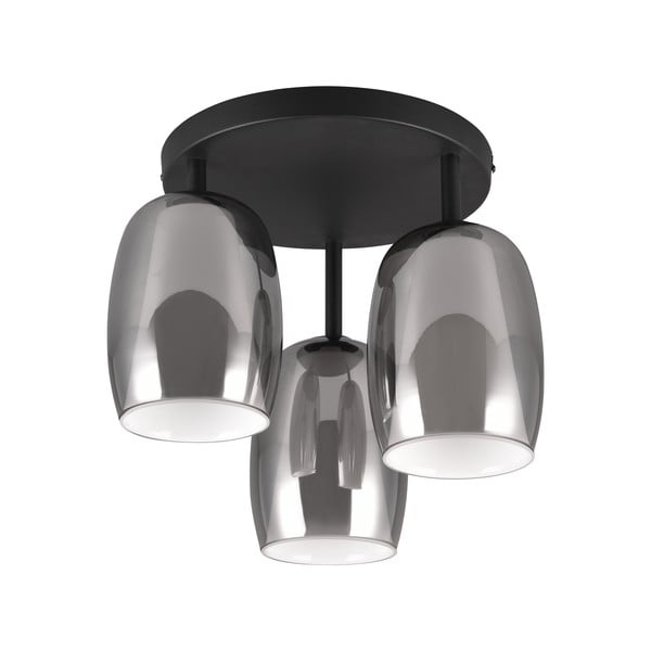 Črna/srebrna stropna svetilka s steklenim senčnikom ø 14 cm Barret – Trio Select