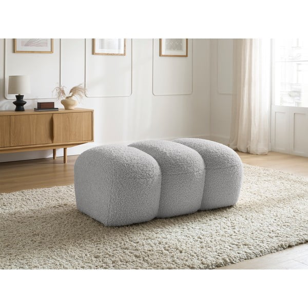 Svetlo siv tabure iz tkanine bouclé Hippolyte – Bobochic Paris-image-1