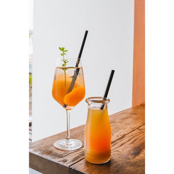 Komplet 6 črnih steklenih slamic za pitje Vialli Design, dolžina 20 cm-image-3