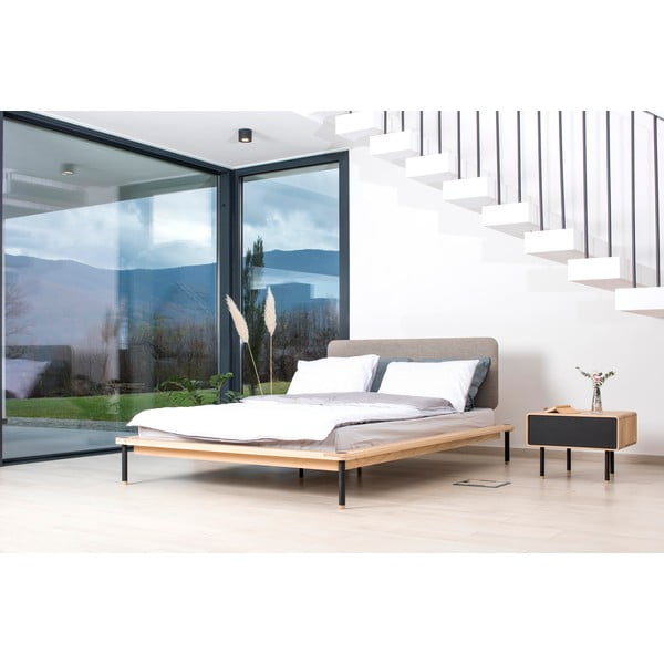 Postelja iz hrastovega lesa Gazzda Fina Nero, 140 x 200 cm-image-1