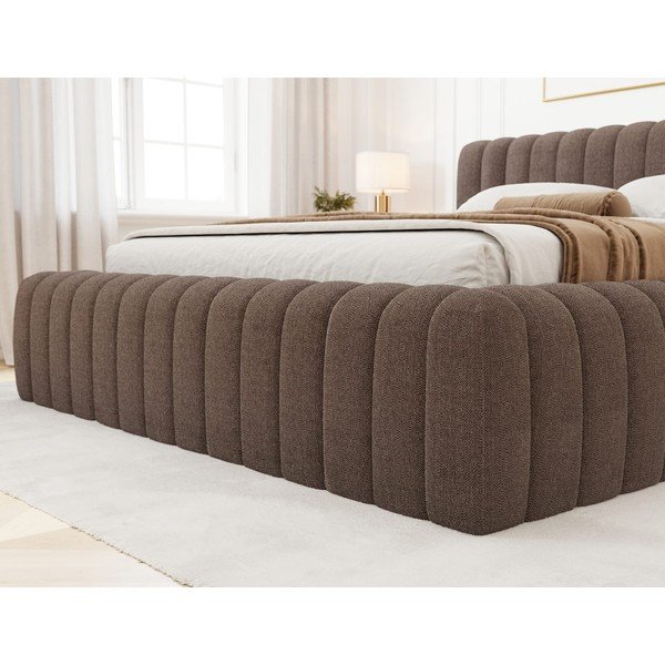 Rjava oblazinjena zakonska postelja s prostorom za shranjevanje in z letvenim dnom 160x200 cm Carilla – ELTAP-image-4