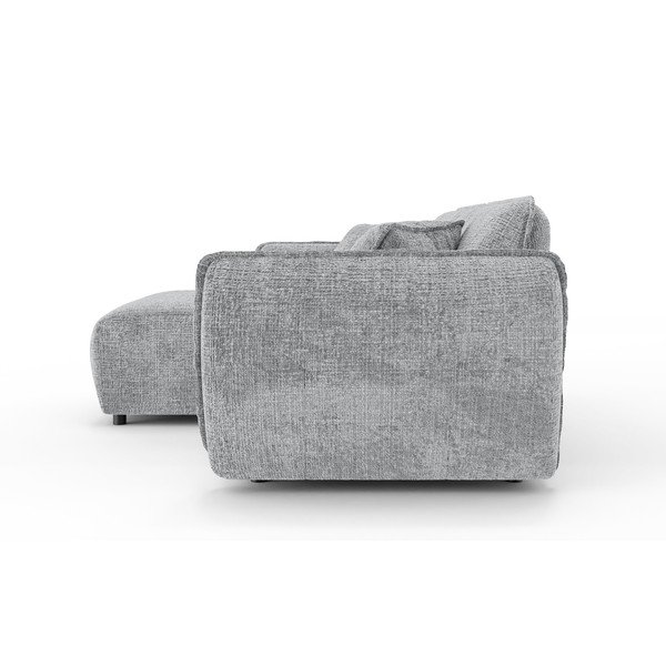 Svetlo siva kotna sedežna garnitura iz šenilje (levi kot/z ležalnikom) Nelia – Ropez-image-3