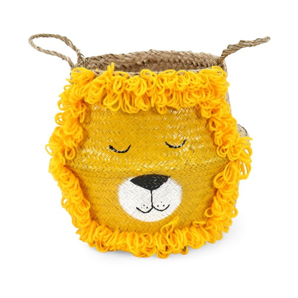 Rumena/naravna otroška škatla za shranjevanje iz morske trave ø 30x28 cm Lion – Compactor
