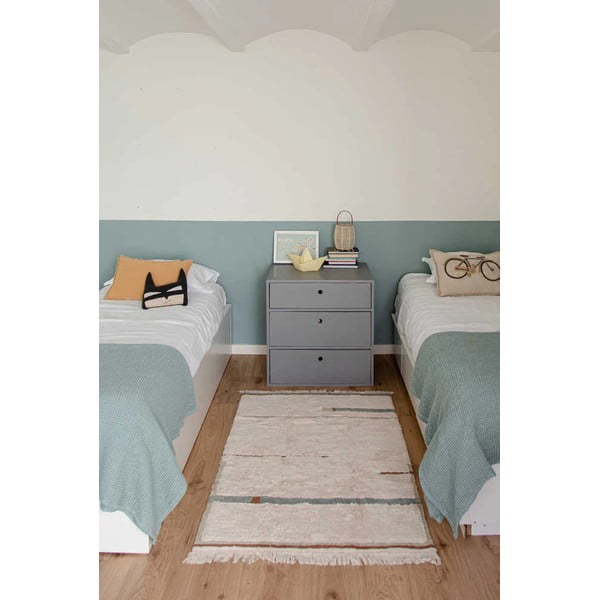 Modra/kremno bela pralna ročno tkana bombažna preproga 140x200 cm Lanes Vintage Blue – Lorena Canals-image-1