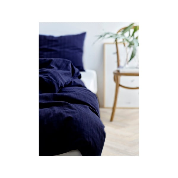 Temno modra enojna posteljnina iz damasta 140x200 cm Noble – Södahl-image-1