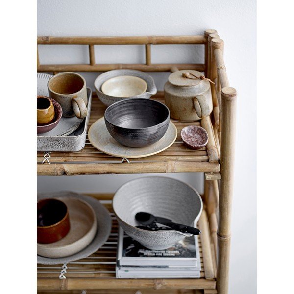 Sivo-bela lončena servirna skleda Bloomingville Thea, ø 24,5 cm-image-1