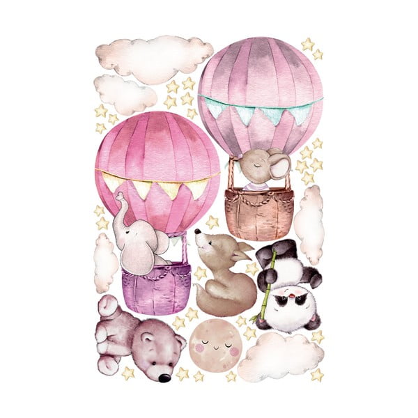 Rožnate otroške stenske nalepke Ambiance Balloons and Stars-image-2