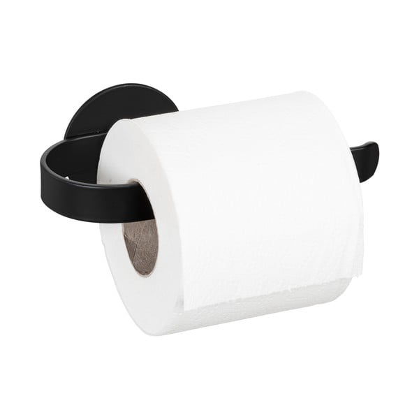 Mat črno kovinsko držalo za toaletni papir z namestitvijo brez vrtanja Bivio – Wenko