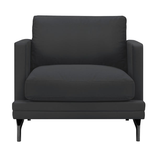 Temno siv fotelj z naslonom za noge v črni barvi Windsor & Co Sofas Jupiter