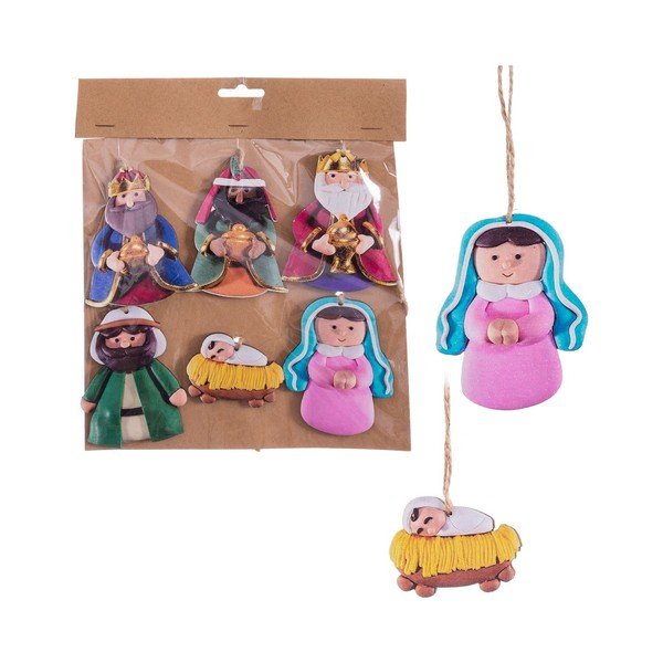 Leseni okraski za jelko v kompletu 6 ks 9 cm Nativity – Casa Selección