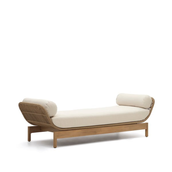 Vrtni kavč iz masivne akacije v kremno beli in naravni barvi Catalina – Kave Home-image-2