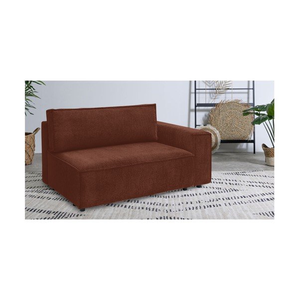 Opečnato oranžen modul za sedežno garnituro iz rebrastega žameta (desni kot) Nihad modular – Bobochic Paris-image-1