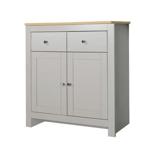 Siva/naravna nizka komoda v hrastovem dekorju 79x81 cm Emerald – Støraa
