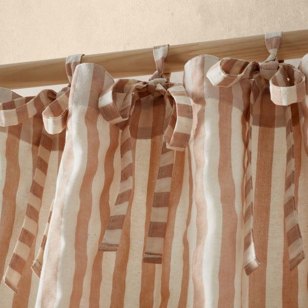 Prosojna zavesa v barvi terakote 140x183 cm Zanzibar Stripe – Pineapple Elephant-image-2