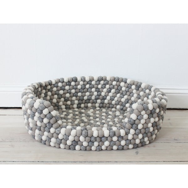 Svetlo sivo-bela postelja za hišne ljubljenčke iz volnenih kroglic Wooldot Ball Pet Basket, 40 x 30 cm