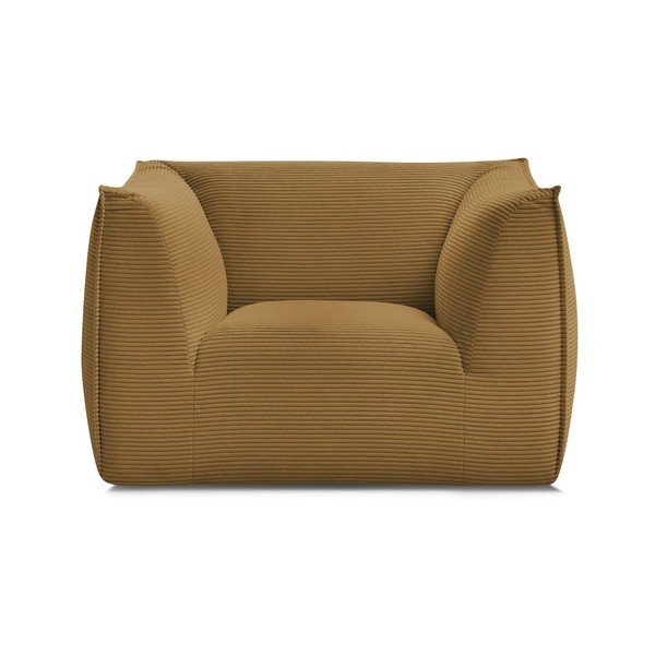 Gorčično rumen fotelj iz rebrastega žameta Giorgia – Bobochic Paris-image-2