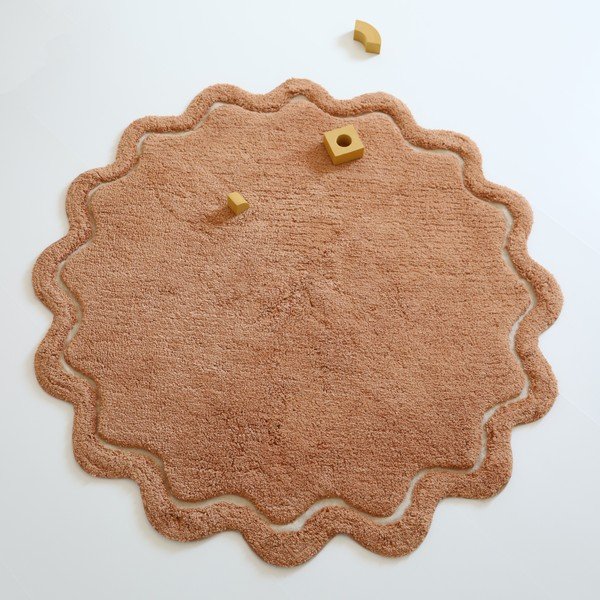 Opečnato oranžna pralna ročno tkana bombažna okrogla preproga ø 110 cm Sweet April Toffee – Nattiot-image-2