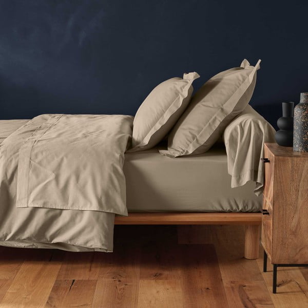 Svetlo rjava napenjalna bombažna rjuha 160x200 cm Lina – douceur d'intérieur-image-1