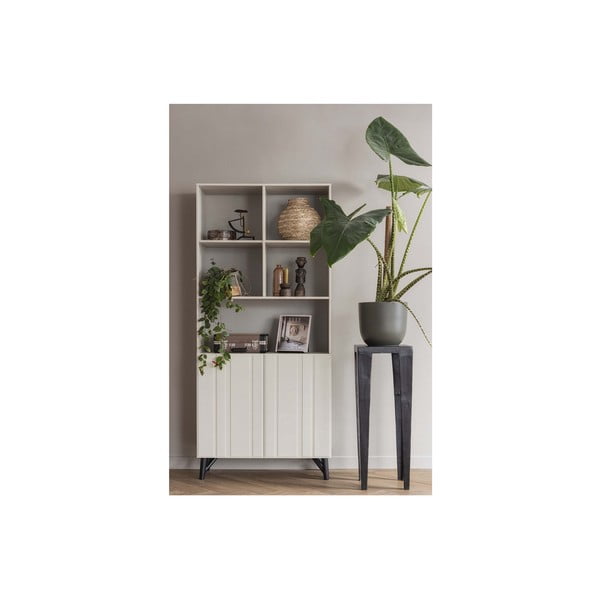 Kremno bel regal iz masivnega bora 90x200 cm Miller – WOOOD-image-1