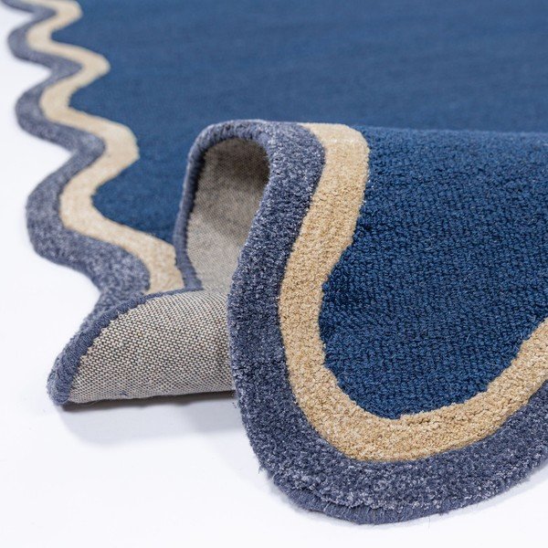 Temno modra ročno tkana preproga iz mešanice volne 160x230 cm Rivo Wool – Flair Rugs-image-2