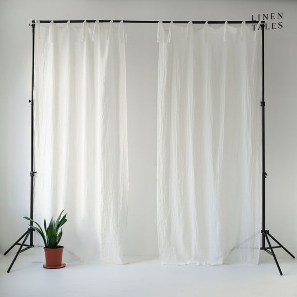 Bela lanena prosojna zavesa 130x200 cm White – Linen Tales