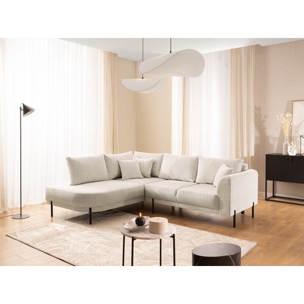 Bež kotna sedežna garnitura iz šenilje (levi kot/v obliki črke L) Mauris  – Ropez-image-1