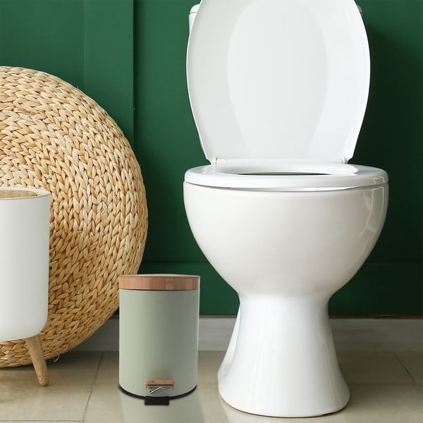 Svetlo zelen kovinski koš za smeti s pedalom 3 l Greenish – Orion-image-1