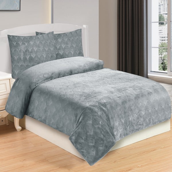 Siva enojna posteljnina iz mikropliša 140x200 cm – My House