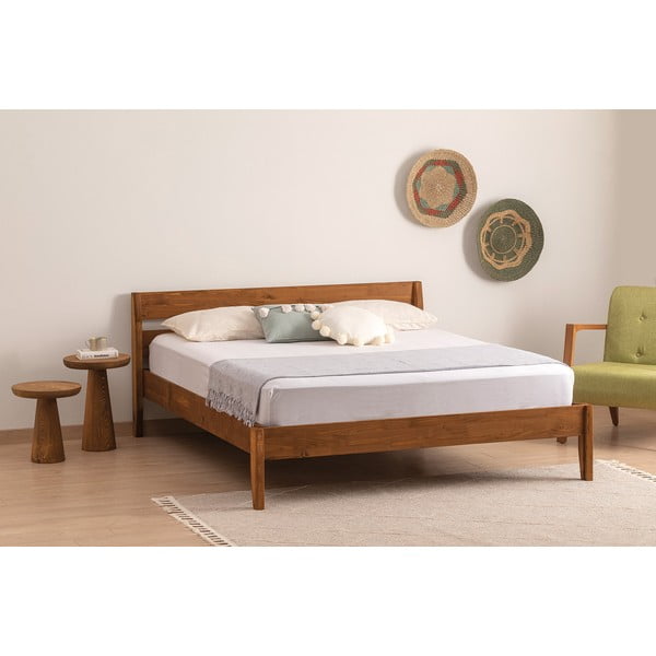 Postelja iz masivne smreke z letvenim dnom 90x200 cm v naravni barvi/temno rjava Venus – Kalune Design-image-1