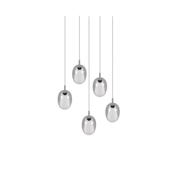 Viseča svetilka v srebrni barvi s steklenim senčnikom ø 48 cm Barret – Trio Select-image-1