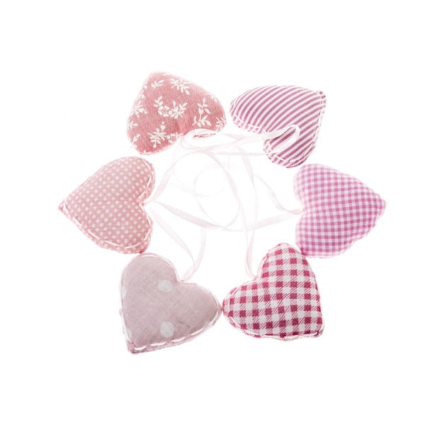 Komplet 6 roza okraskov Dakls Heart za obešanje