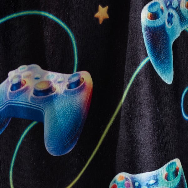 Črna/modra otroška odeja iz mikropliša 130x170 cm Gamer – Catherine Lansfield-image-2