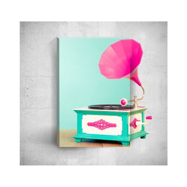3D stenska slika Mosticx Roza gramofon, 40 x 60 cm