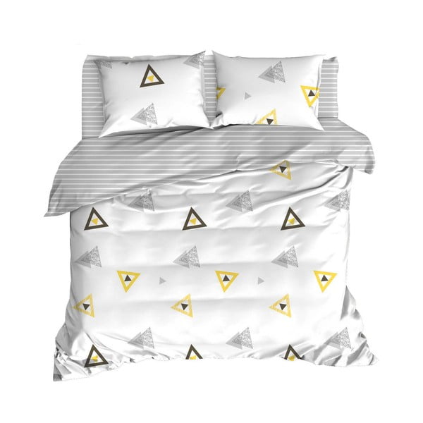 Bela podaljšana bombažna posteljnina za zakonsko posteljo z rjuho in pregrinjalom 240x260 cm Erois - Mijolnir