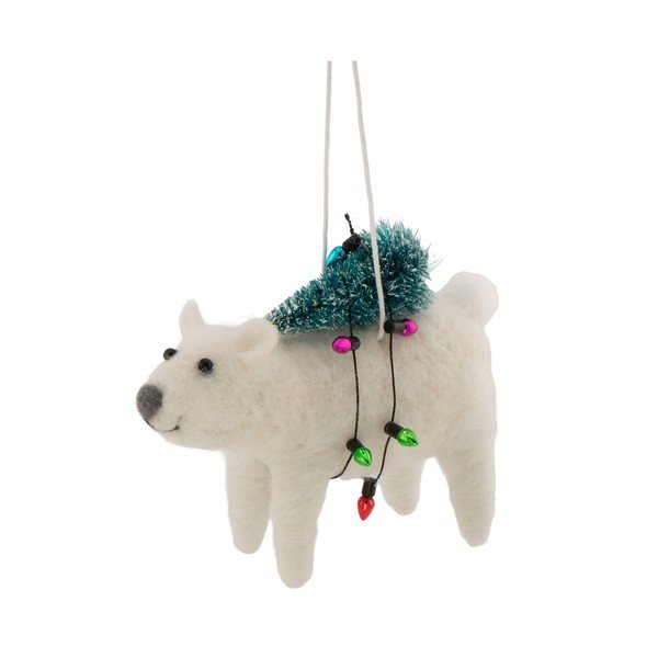 Tekstilni okrasek za jelko 12 cm Polar Bear with Christmas Lights – Sass & Belle