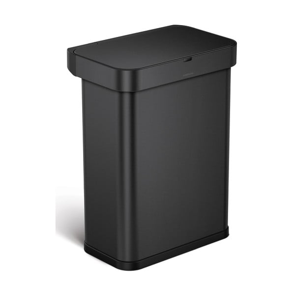 Mat črn brezstični jekleni koš za odpadke 58 L - simplehuman