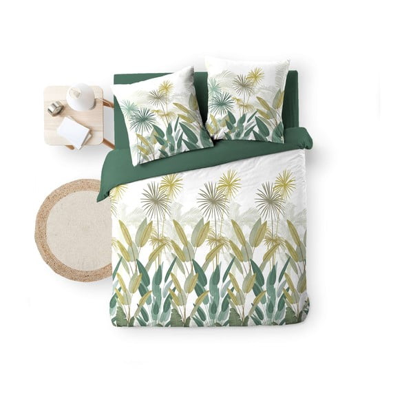 Belo-zelena podaljšana bombažna posteljnina za zakonsko posteljo 240x220 cm Otika – douceur d'intérieur-image-4