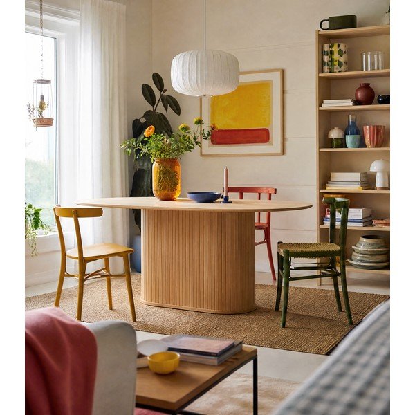 Jedilna miza z mizno ploščo v hrastovem dekorju 95x180 cm Nola – Unique Furniture-image-1
