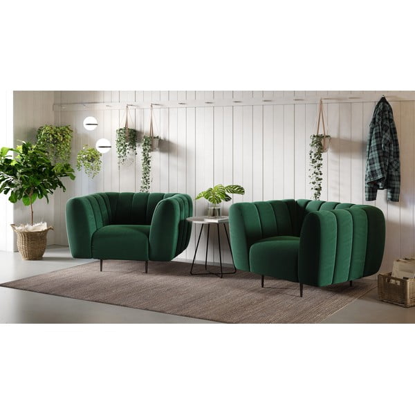 Temno zelen žameten fotelj Ghado Shel-image-1