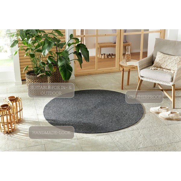Siva okrogla zunanja preproga ø 150 cm - NORTHRUGS-image-4