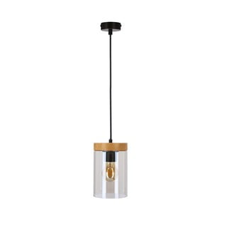 Črna/naravna viseča svetilka s steklenim senčnikom ø 12 cm Wels – Candellux Lighting
